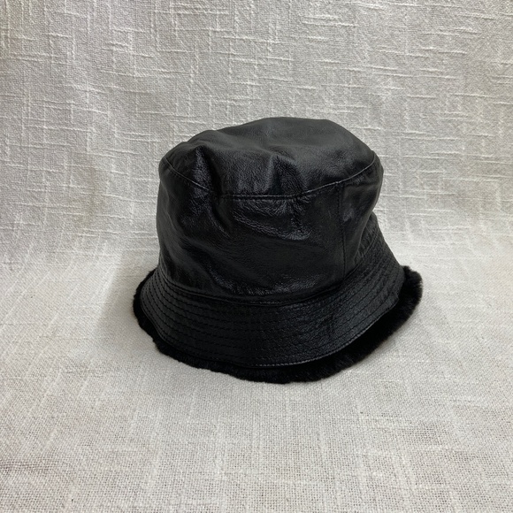 Wilsons Leather - Black Leather Bucket Hat - Size L/XL - Picture 1 of 9